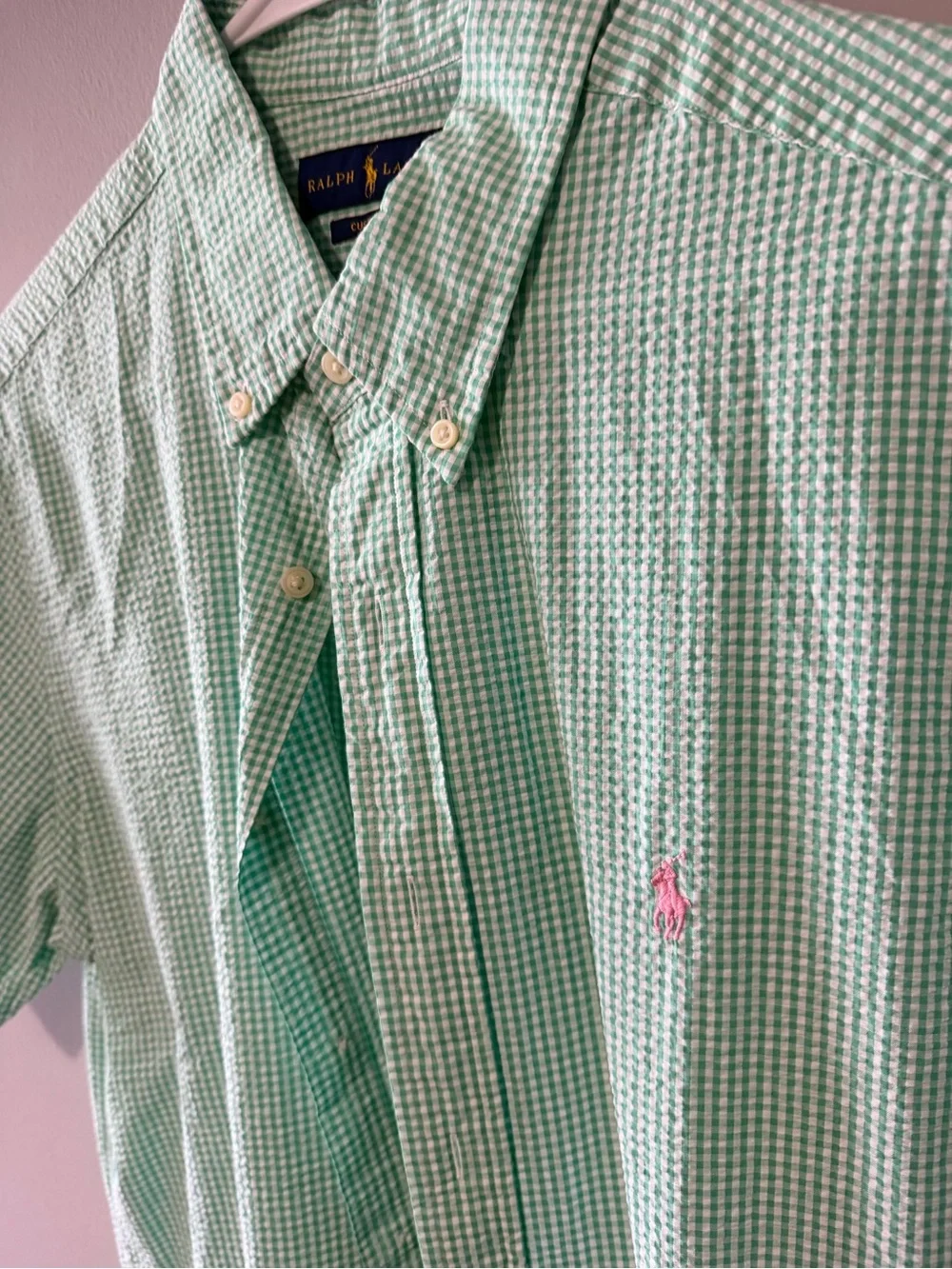 Polo by Ralph Lauren Mint Green Gingham Short-Sleeve Button-Down Shirt